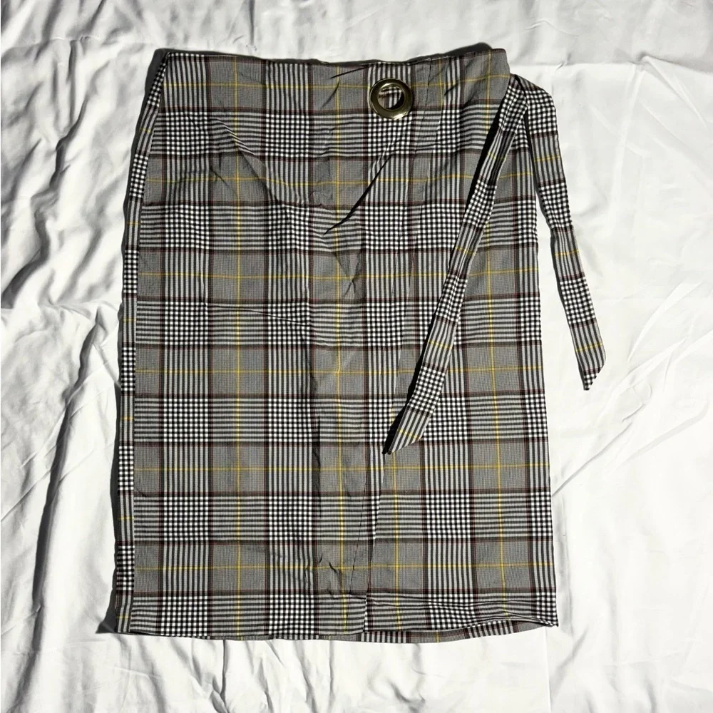 Est.1946 Plaid Midi Skirt | Size 12 | Waist with Bow | Soft Rayon